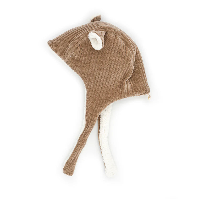 Bonnet Bébé Réversible – Velours Taupe -24/36 mois