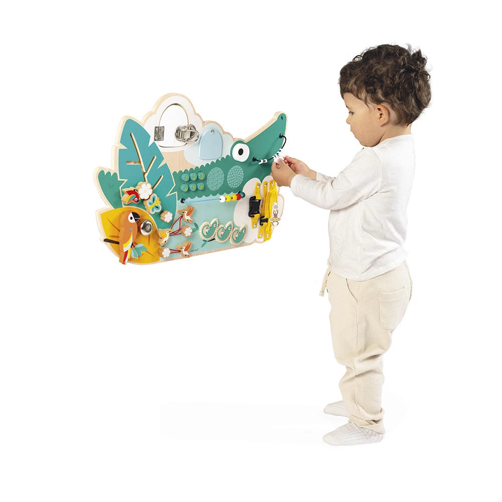 Janod - Busy Board Croco en bois - Tropik