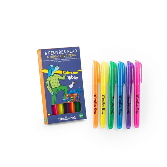 Moulin Roty - Les Loufoques - 6 feutres fluo