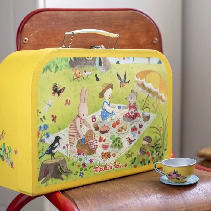 Moulin roty - La Grande Famille -  Valise dinette set de thé en métal - 3ans+