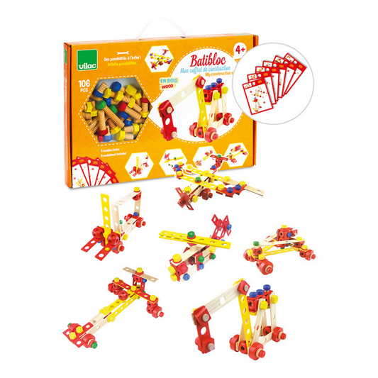 Vilac - Jeu de construction en bois, coffret Batibloc - 4 ans+