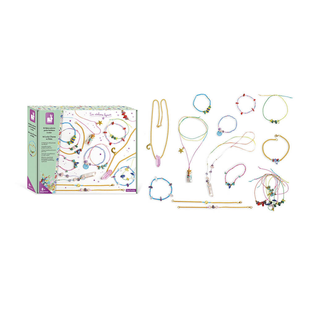 Janod - 16 Bijoux pierres Porte-bonheur à créer - kit créatif