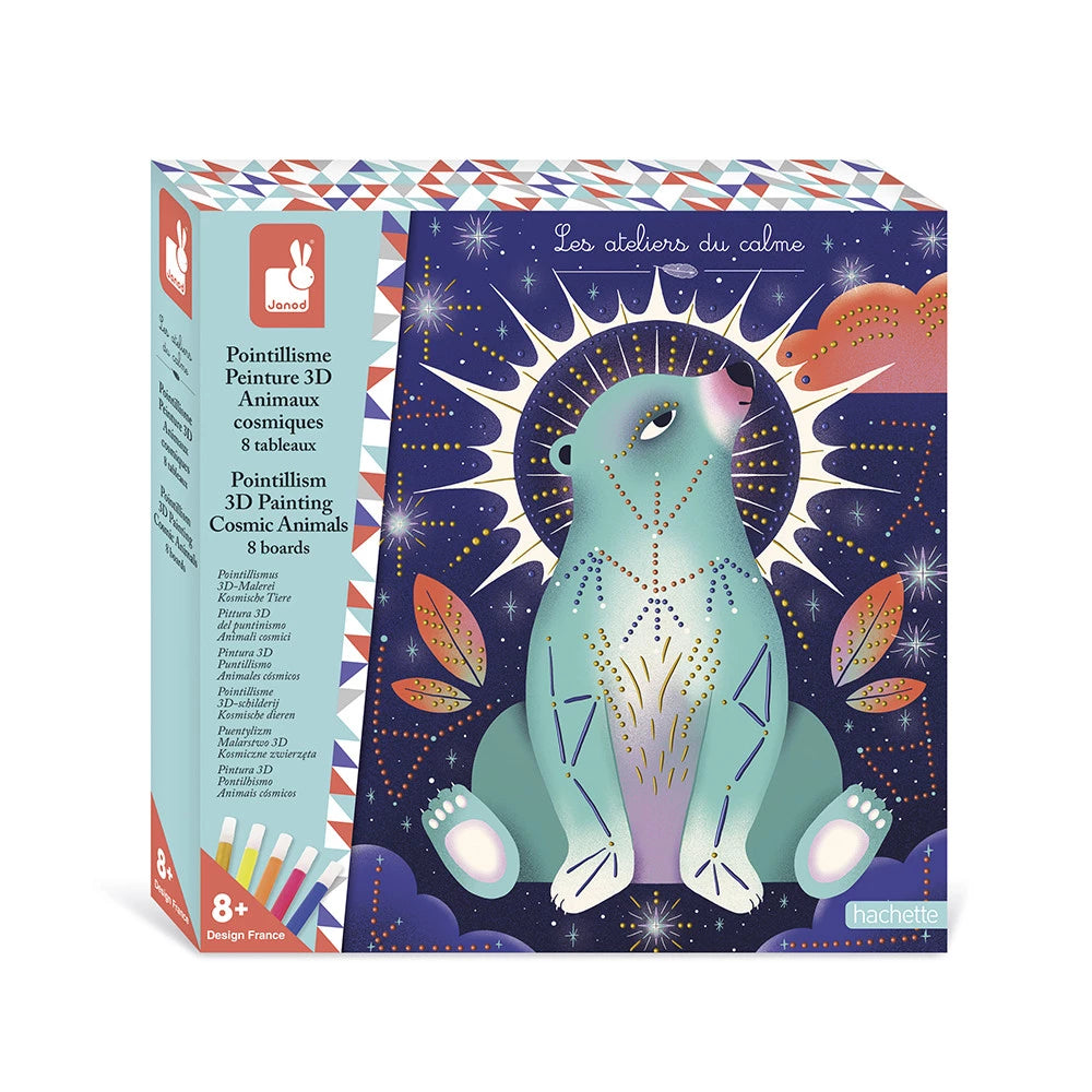 Janod - Peinture pointillisme 3D Animaux cosmiques - Kit créatif