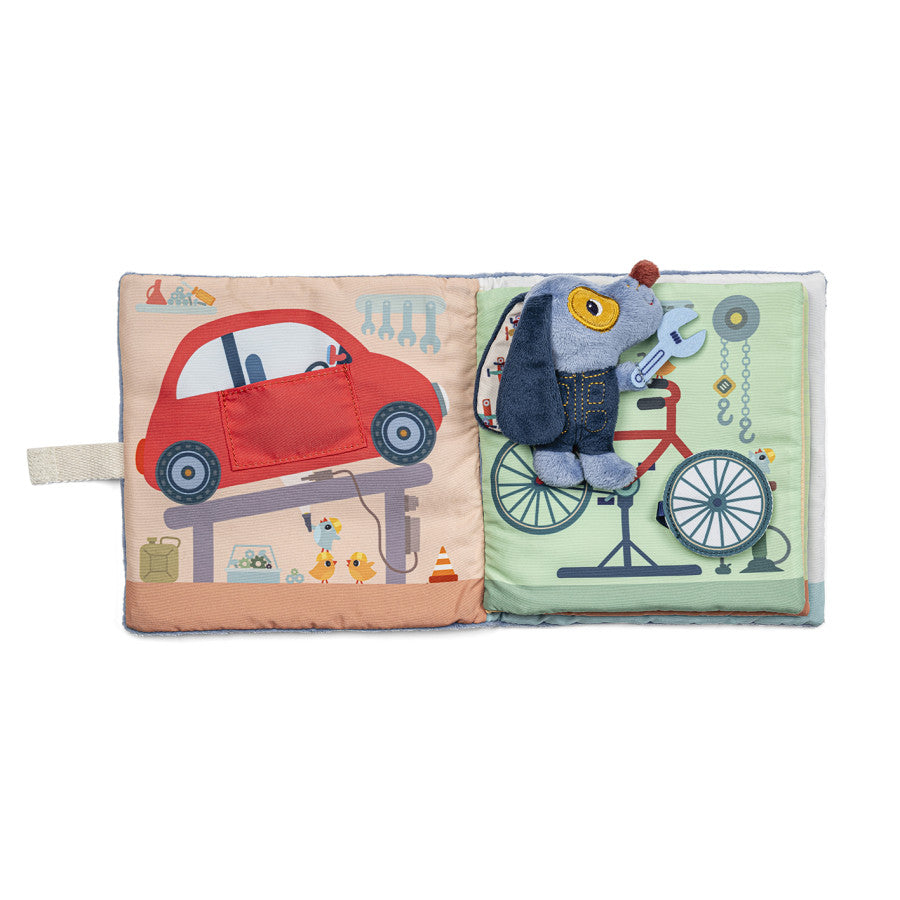 Lilliputiens - le garage de Jules - Livre D'activités - livre en tissus