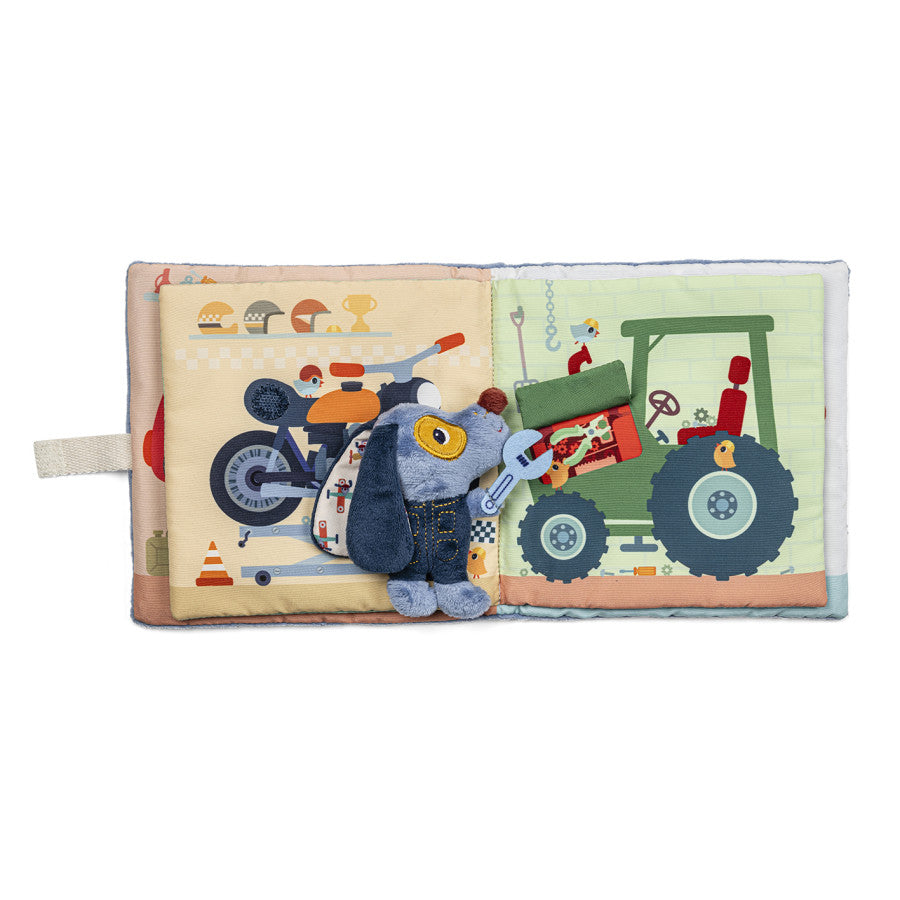 Lilliputiens - le garage de Jules - Livre D'activités - livre en tissus