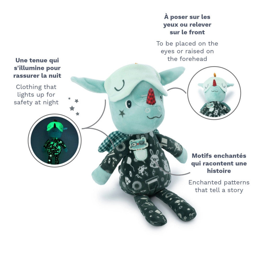 Lilliputiens - Peluche ami de la nuit Joe le dragon