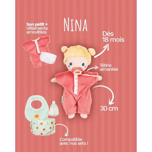 Lilliputiens - Poupon en tissu Nina - 30 cm - 18 mois+