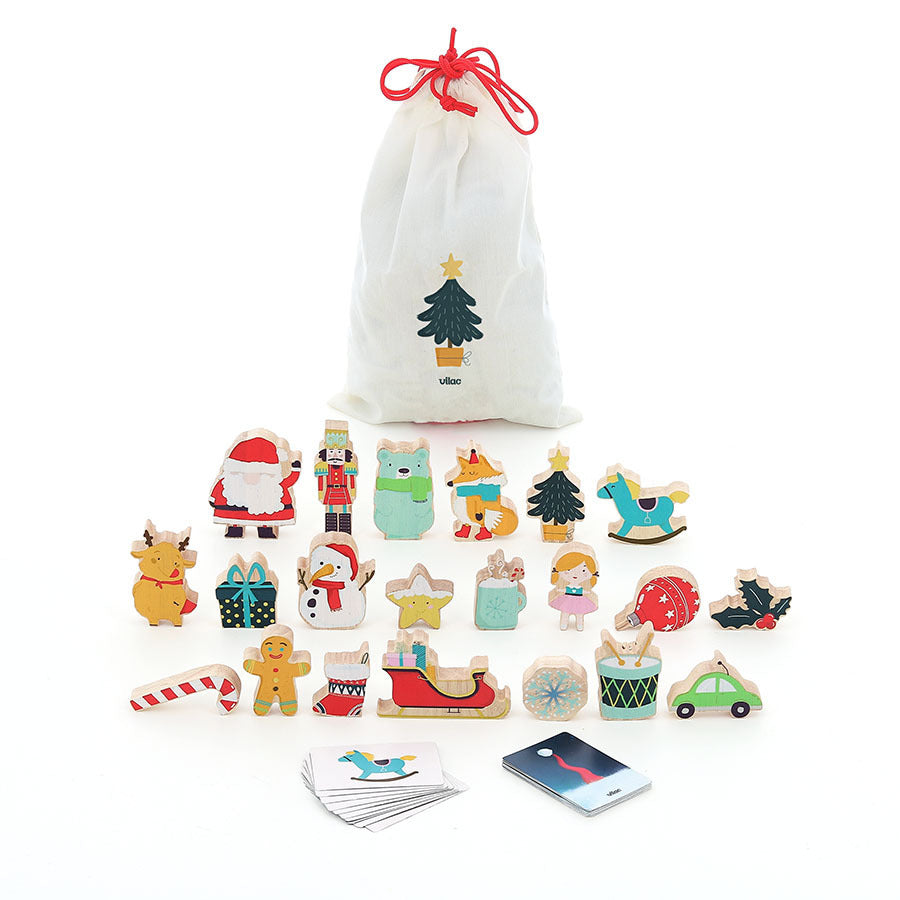 Vilac - calendrier de l'avent - en bois- touche et trouve