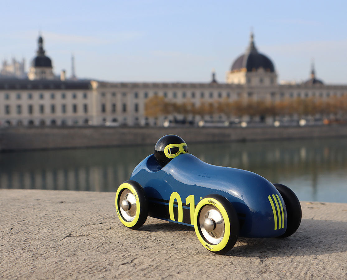 Vilac - Voiture en bois, Old sport Compet’ - Bleu nuit - 2 ans+