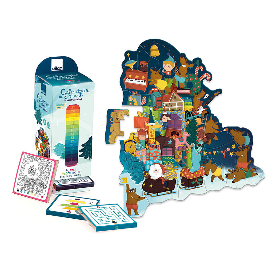 Vilac - calendrier de l'avent - puzzle magnétique - en bois