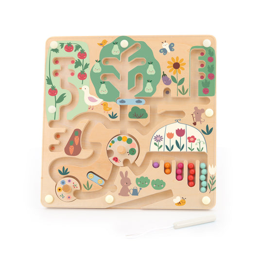Vilac - Labyrinthe magnétique en bois – Cueillette au jardin - 2ans+