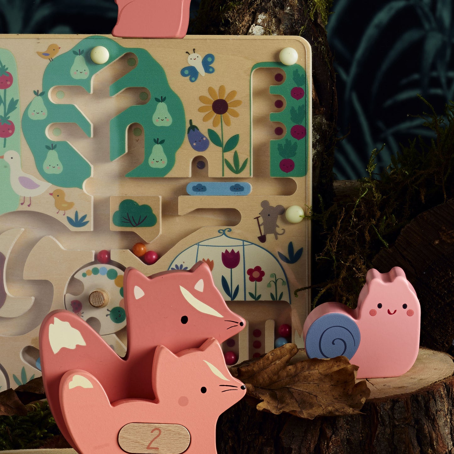 Vilac - Labyrinthe magnétique en bois – Cueillette au jardin - 2ans+