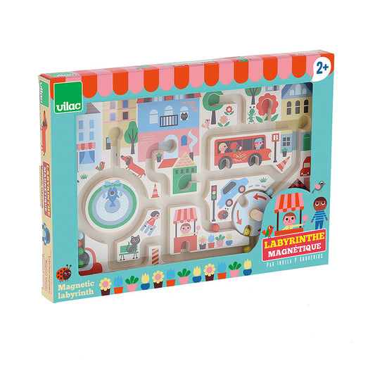Vilac - Labyrinthe magnétique en bois - Ma petite ville - 2 ans+