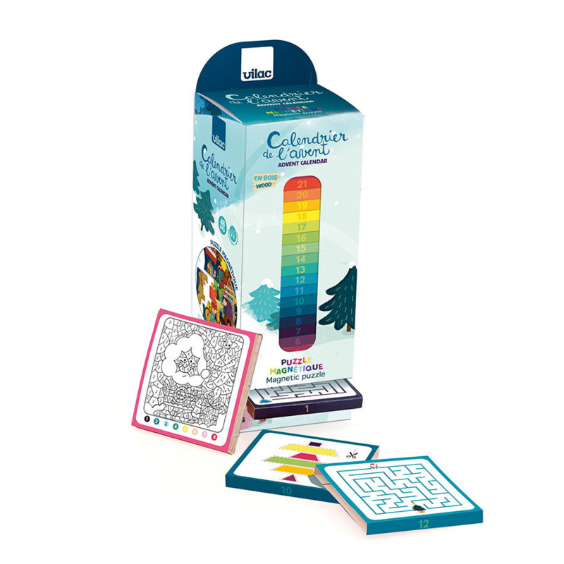 Vilac - calendrier de l'avent - puzzle magnétique - en bois