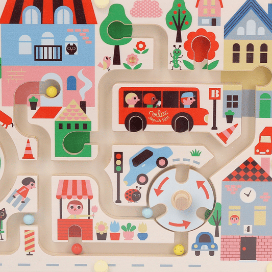Vilac - Labyrinthe magnétique en bois - Ma petite ville - 2 ans+