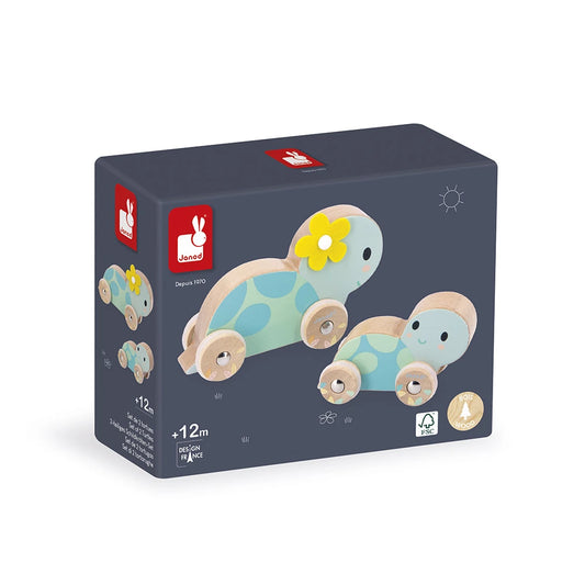 Janod - Set de 2 Tortues à pousser Pure