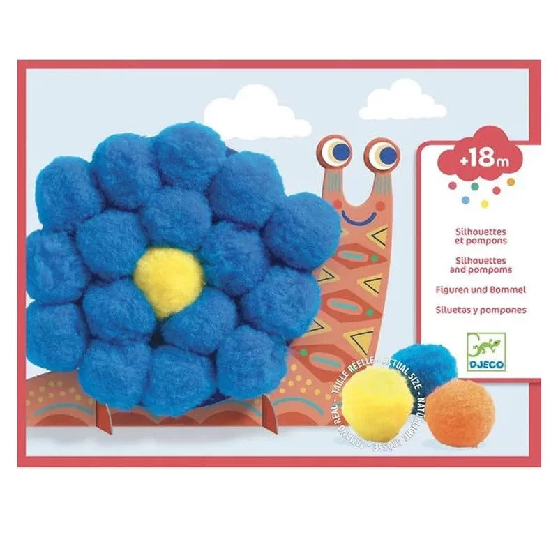 Djeco - Silhouettes et pompons Animaux tout doux - 18 mois+